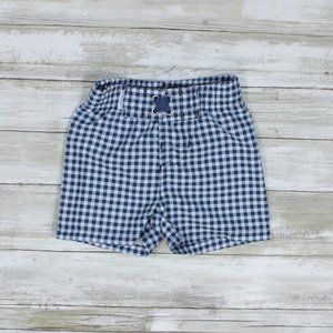 RuggedButts Navy Blue Gingham Board Shorts, 3-6M